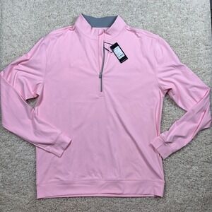 Straight Down Patron 1/4 Zip Men Medium Pink NEW Performance Pullover Golfcore